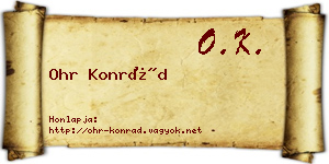 Ohr Konrád névjegykártya